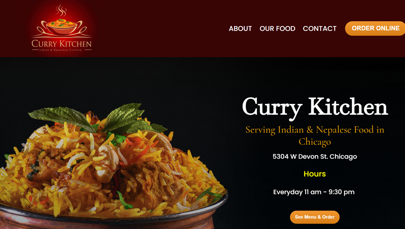Curry Kitchen Chicago website by Yaahan